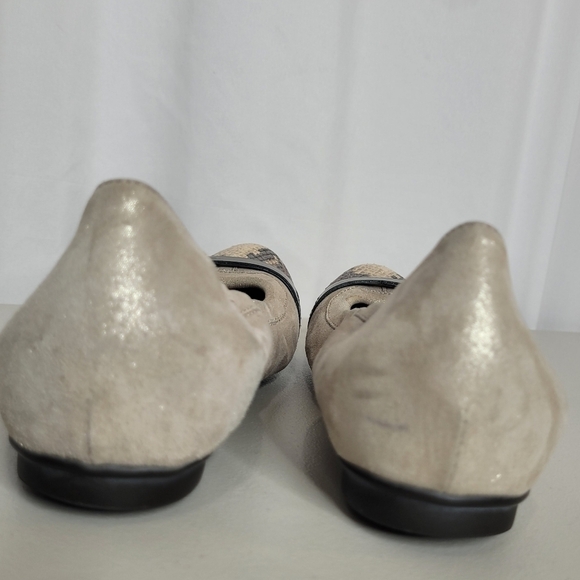 AGL Monika Snakeskin Cap Toe Soft Metallic Leather Ballet Flat - Size 11 / 41 - Picture 6 of 16